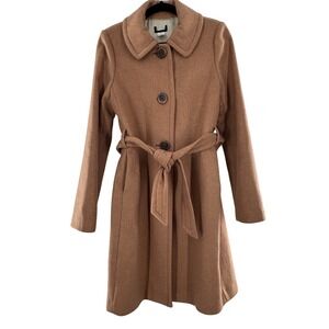 J.Crew Camel Wool Cashmere Blend Belted Coat Size 6 Tall